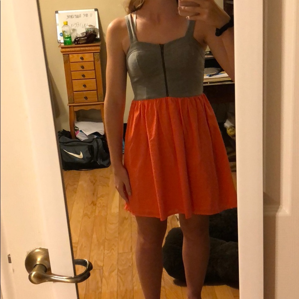 Xhilaration Grey and peach dress